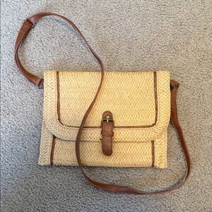 Tan Woven Crossbody Summer Vacation Bag